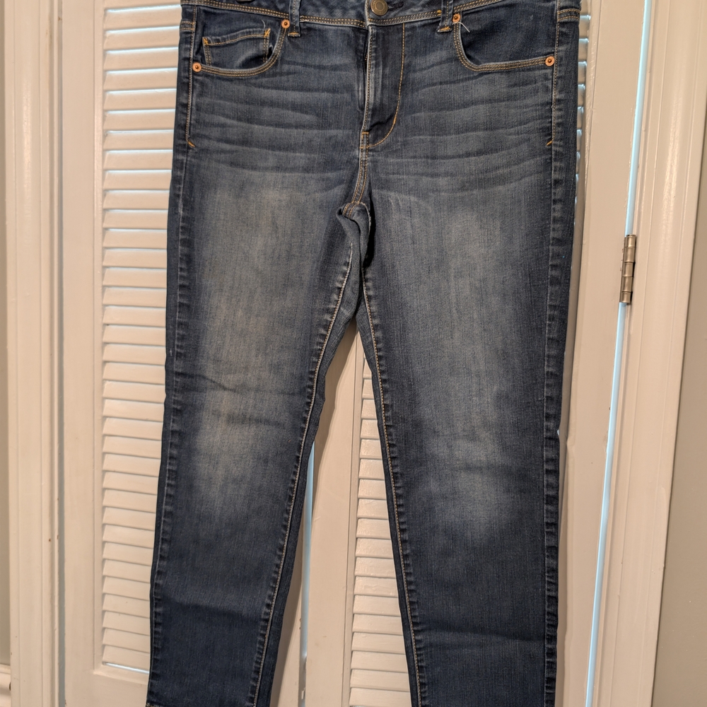 Women’s American Eagle Mid Wash Blue Skinny Jeans Size 14
